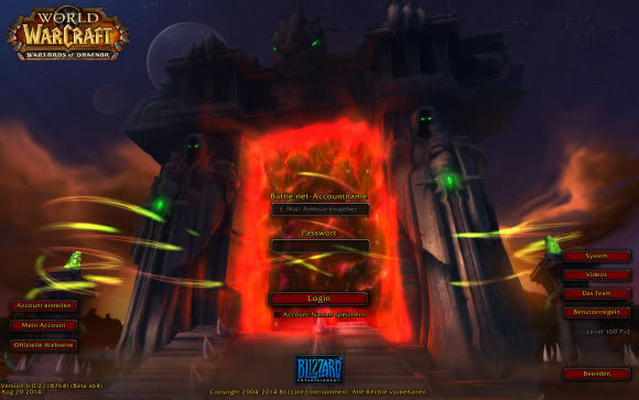 Login-Screen von World of Warcraft: Warlords of Draenor