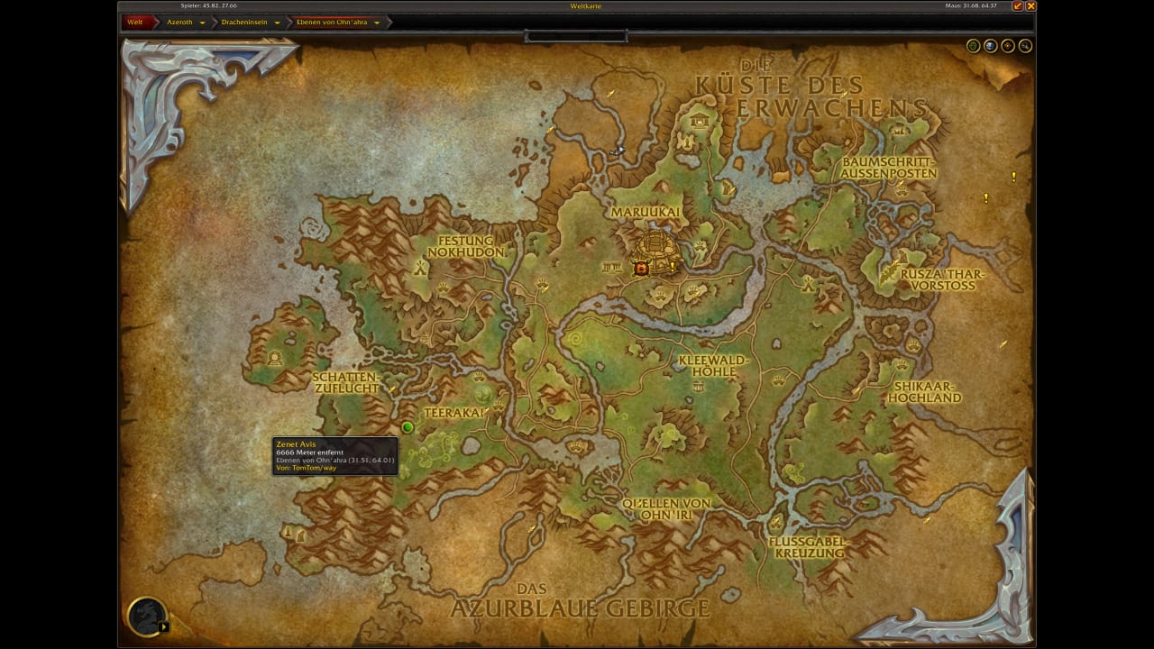 Karte von Zenet Avis - World of Warcraft