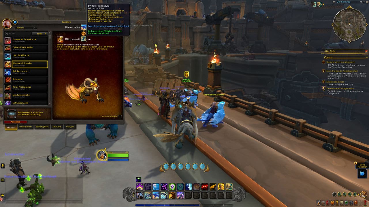 Wechsel zwischen beständiges Fliegen und Himmelsreiten - World of Warcraft