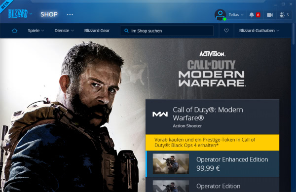 Call of Duty: Modern Warfare in der Battle.net App