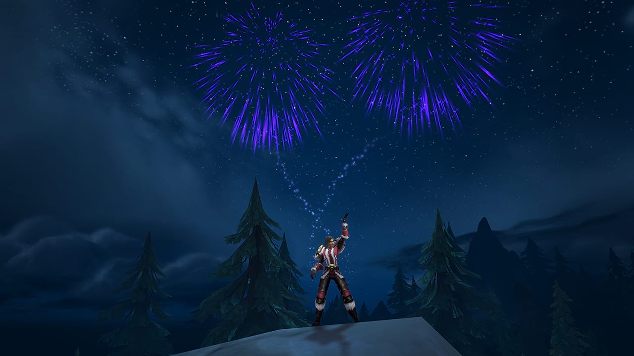 Dauerhaftes lila Feuerwerk - Twitch Drop für World of Warcraft: Dragonflight