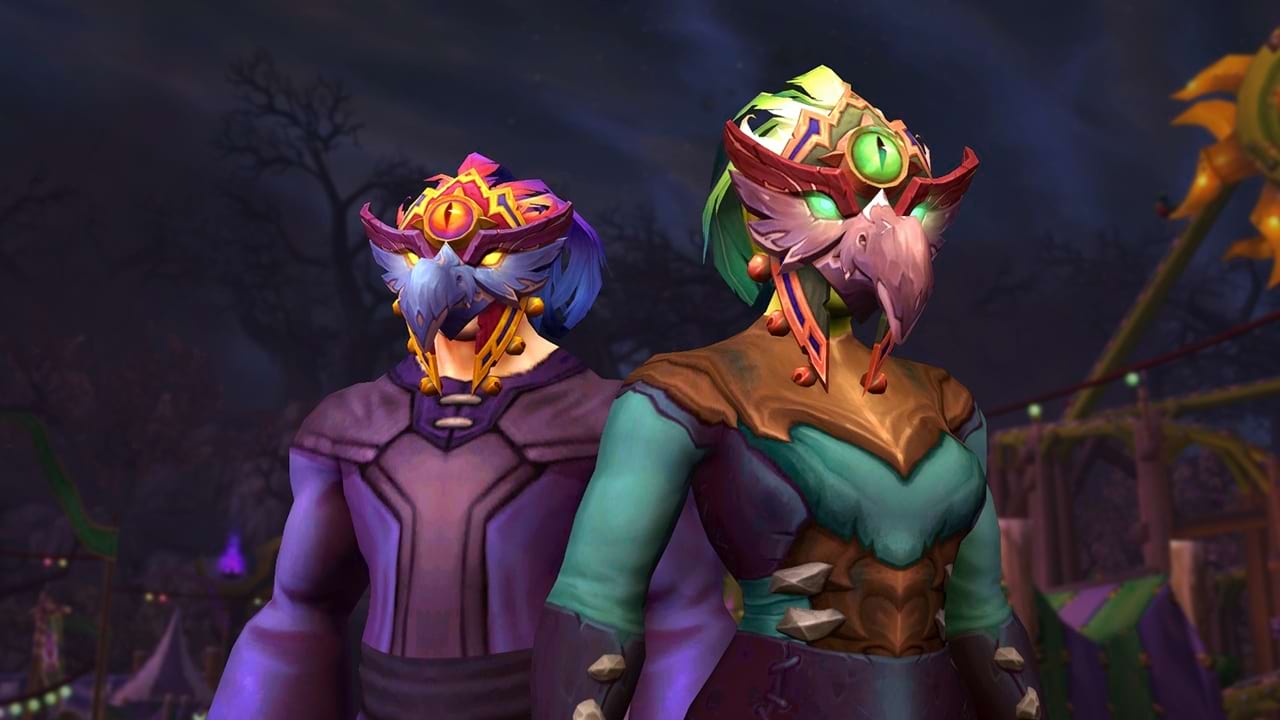 World of Warcraft: Handelsposten April 2025 neues Transmog: Ensemble: Kunterbuntes Maskenset