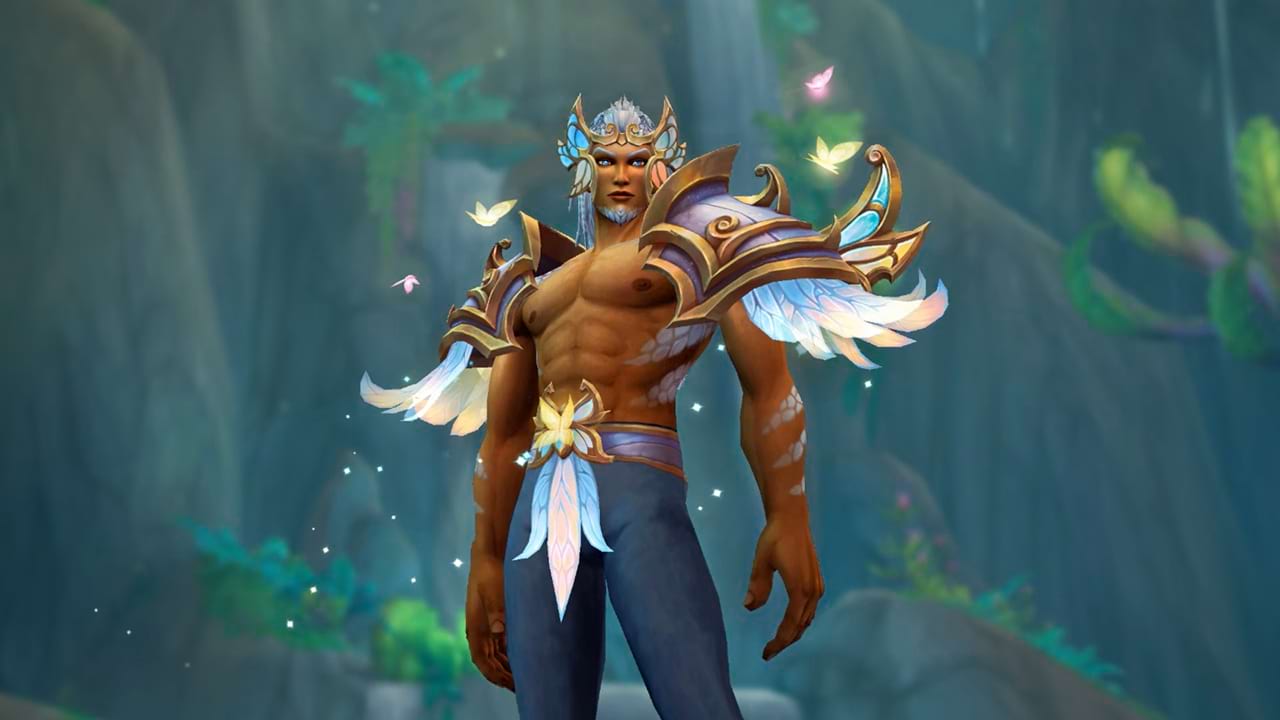 World of Warcraft: Handelsposten März 2025 neues Transmog: Ensemble: Ornamente des perlmuttfarbenen Monarchfalters