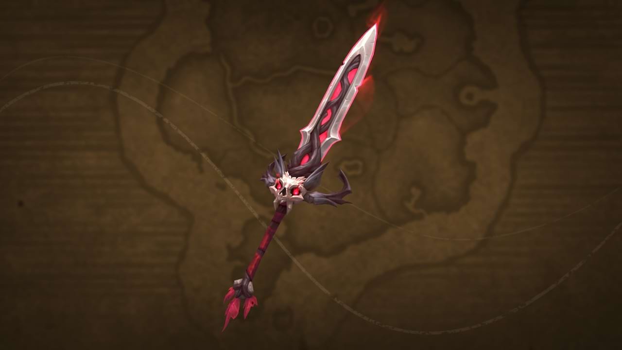 World of Warcraft: Mai Handelsposten 2025 neues Waffen-Transmog: Große Blutklinge des Todeswärters