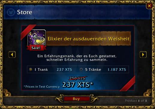 Interface vom Ingame Store