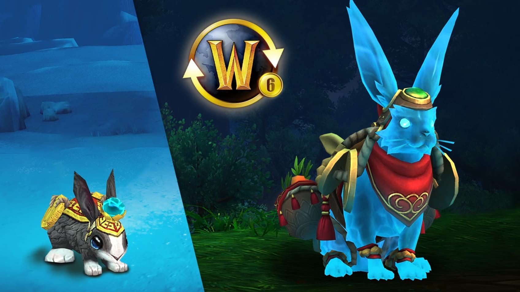 Jade als neues kostenloses Reittier und Hoppelchen als kostenloses Haustier für ein 6-Monats Abonnement für World of Warcraft
