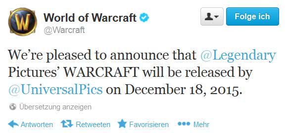 World of Warcraft Film erscheint am 18. Dezember 2015