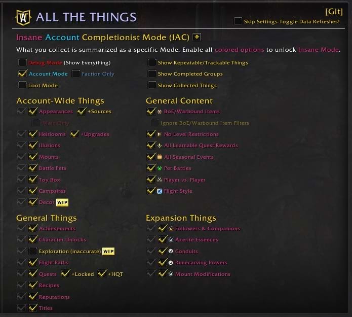 World of Warcraft Behausungen Addon All The Things UI