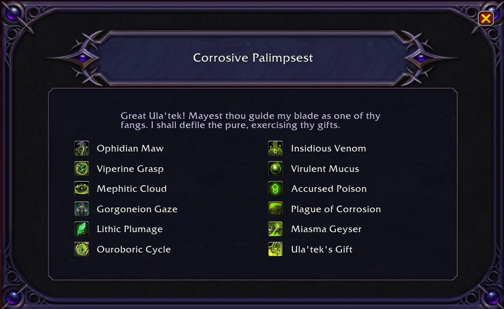 Corrosive Codex in World of Warcraft