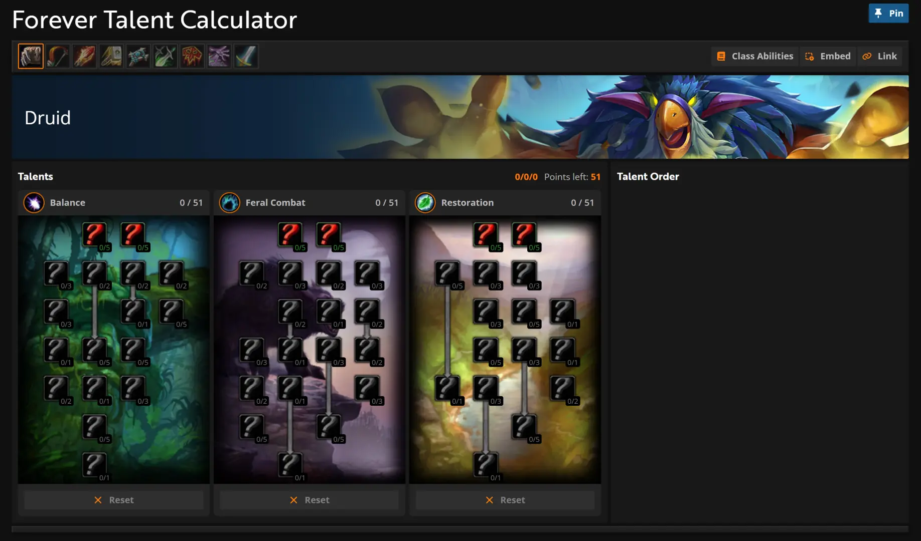 Talentrechner für WoW Forever