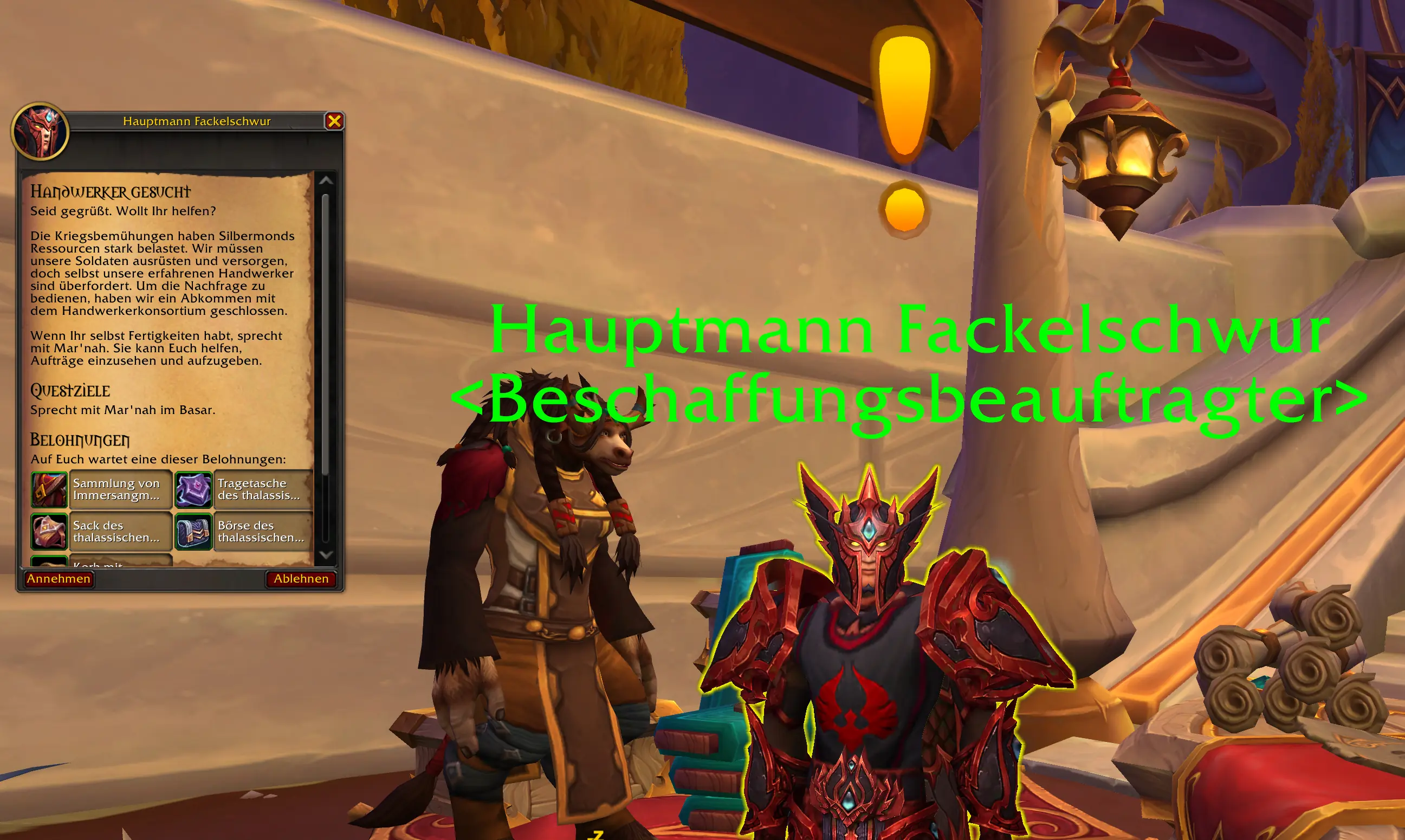 Handwerker gesucht Quest bietet kostenlose Handwerksmaterialien für neue Spieler in Silbermond