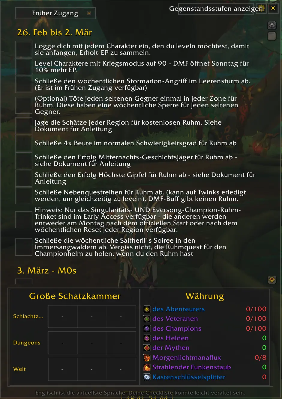 Larias Weekly Checklist