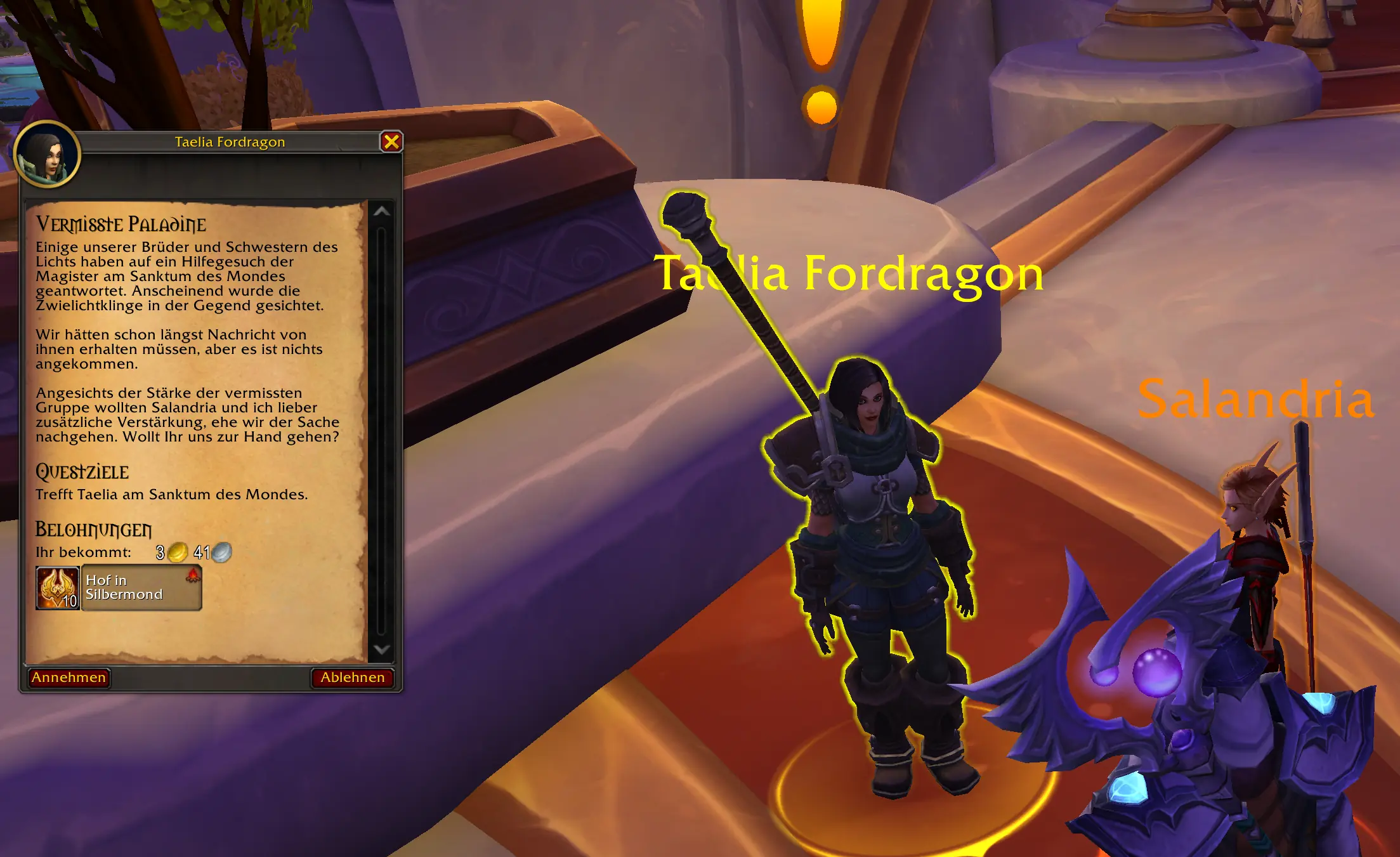 Vermisste Paladine: Erste Aufgabe der Questreihe Paladinrettung in Midnight