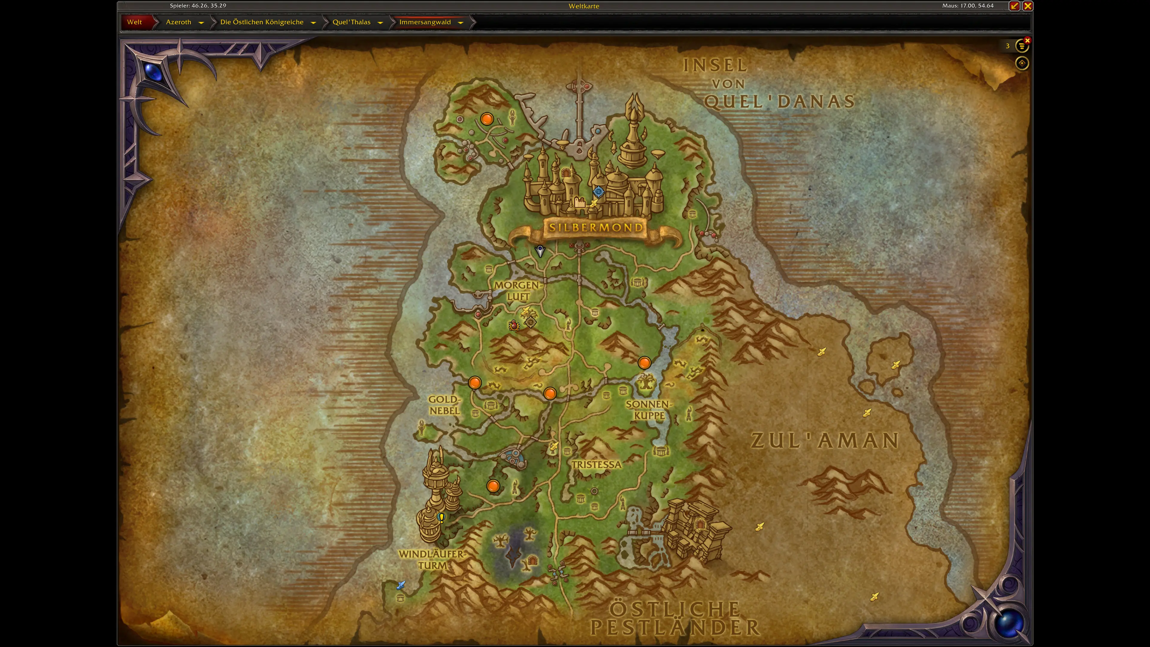 Karte mit den Positionen aller Runensteine für den Erfolg Runensteinrasen