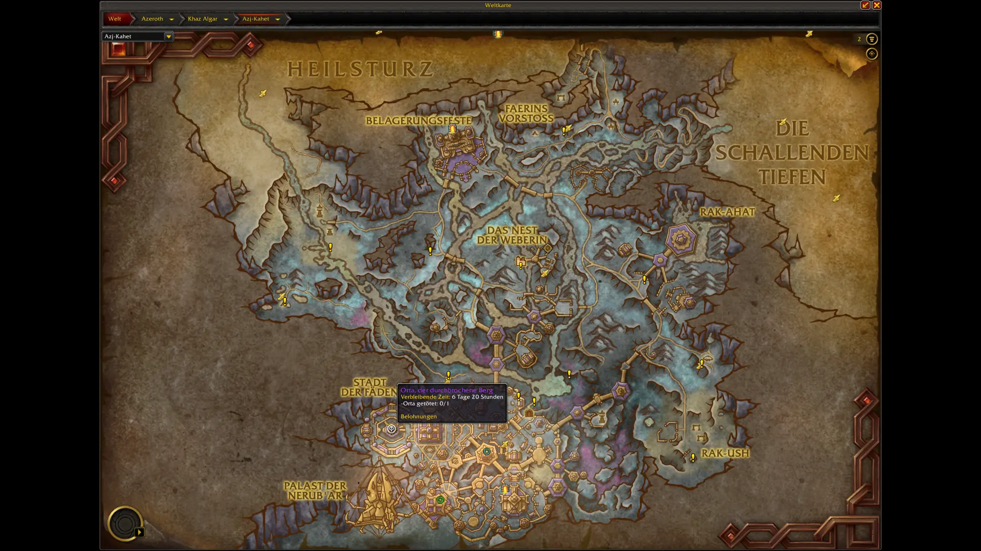 Kein Gold mehr als Belohnung bei Weltquets aus The War Within