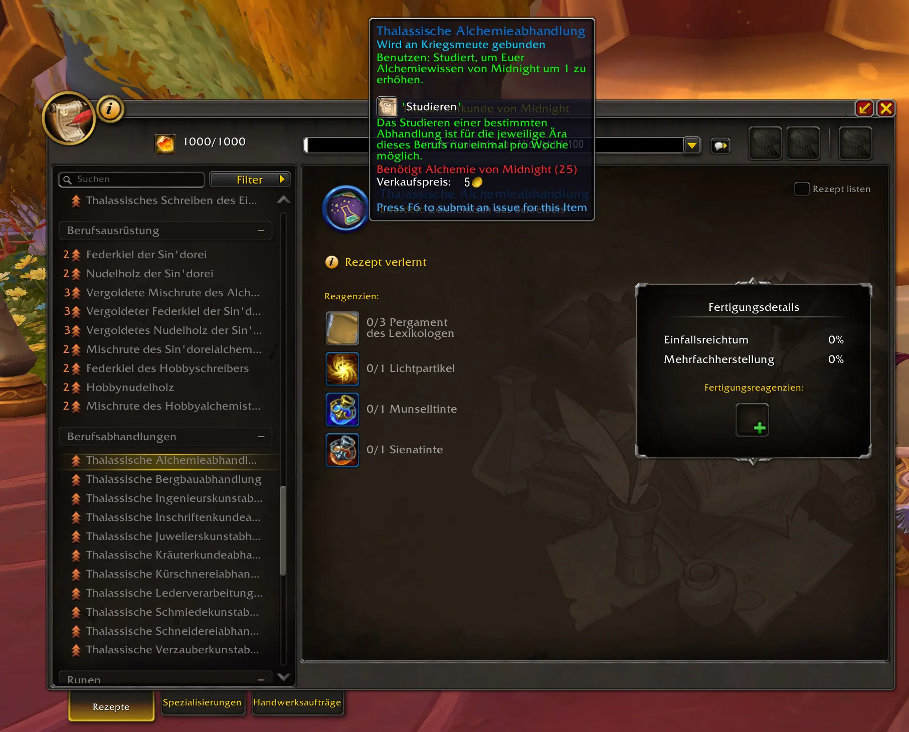 WoW Wissenspunkte - Inschriftenkunde-Abhandlungen