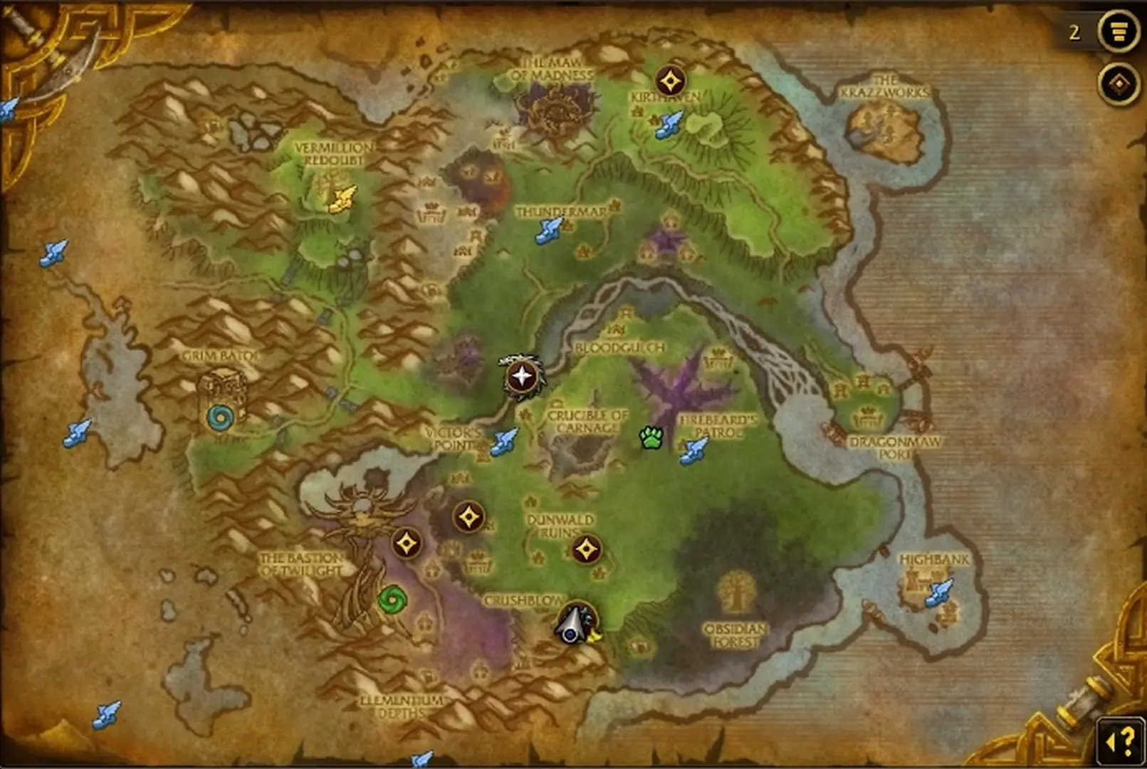 Zwielichtaszendenz Karte vom Schattenhochland