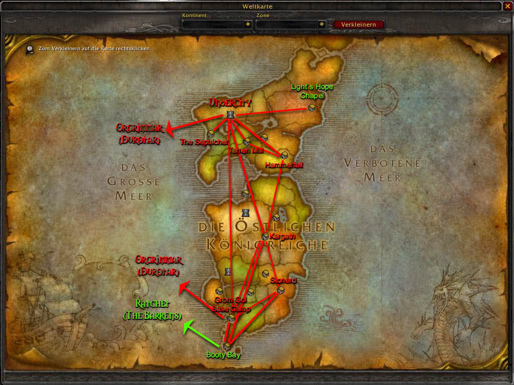 WoW Classic Karten: Dungeon-Eingänge, Reiserouten und Gebiete